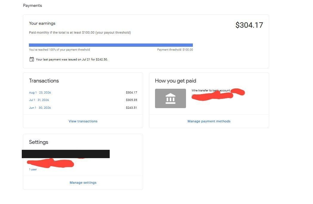 Google AdSense payment record for Ajay, a student of Vegam Digital Academy