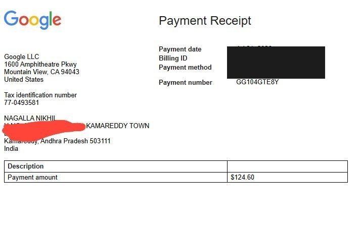 Google AdSense payment record for Nagalla Nikhil, a student of Vegam Digital Academy