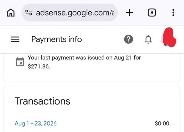 Google AdSense payment record for Deepak Kalleda, a student of Vegam Digital Academy