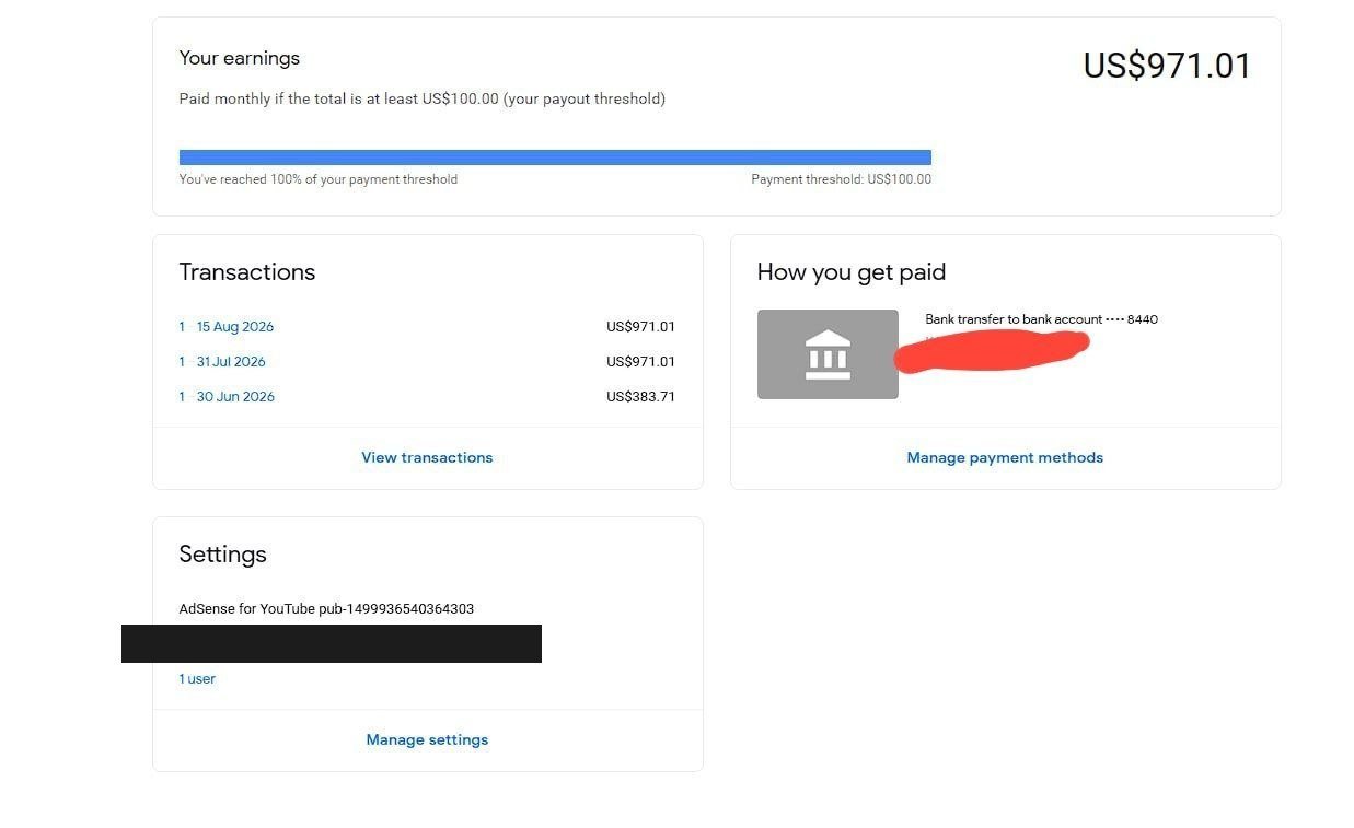 Google AdSense payment record for Bugata Mukesh, a student of Vegam Digital Academy